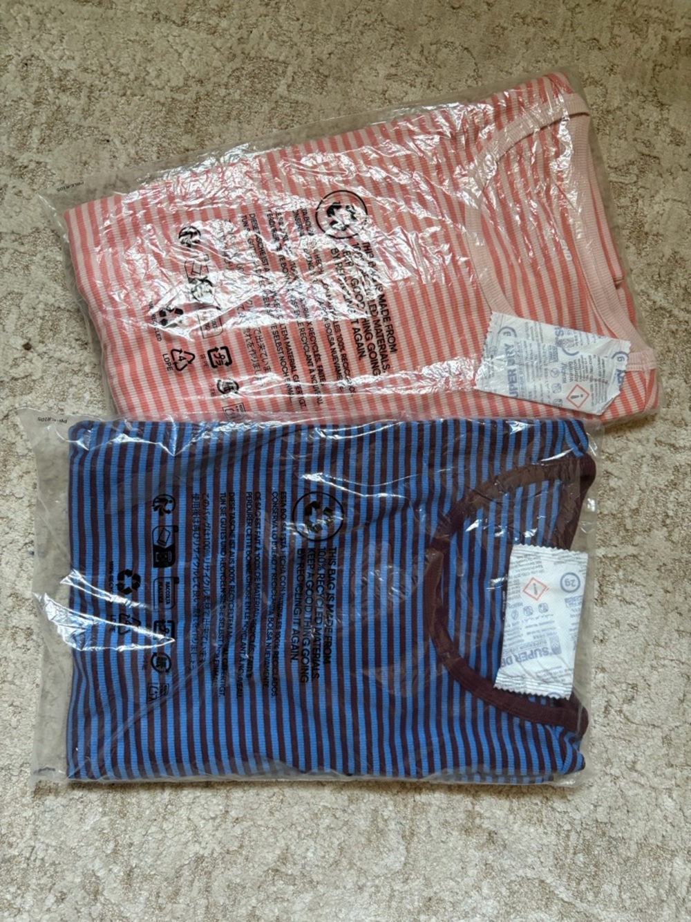 NEW Bundle (2) Lands' End Striped Cotton Stretch LS Tees || Sz Medium